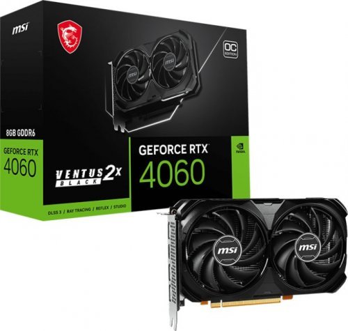 MSI GeForce RTX 4060 Ventus 2X Graphics Card, Black, OC, 8GB GDDR6 - Image 1