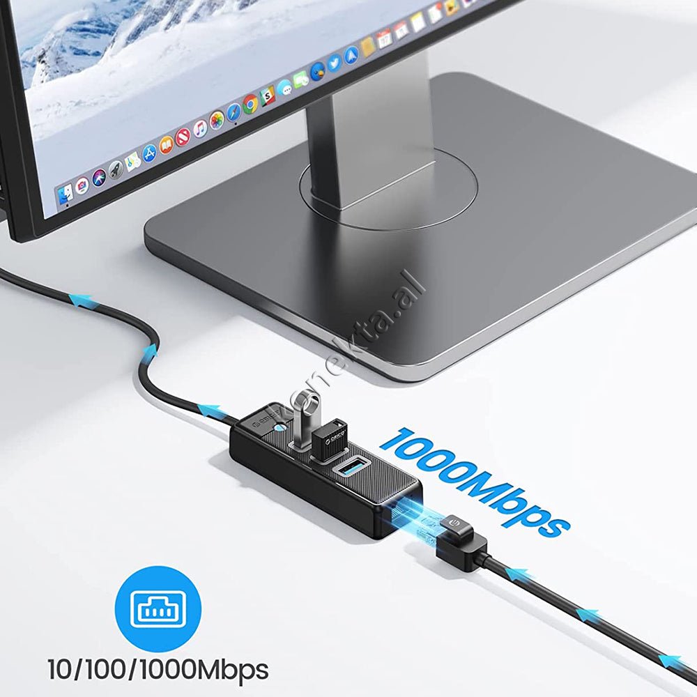 Orico USB Hub, 3 Porta USB3.0 dhe LAN, E zezë - Thumbnail 10