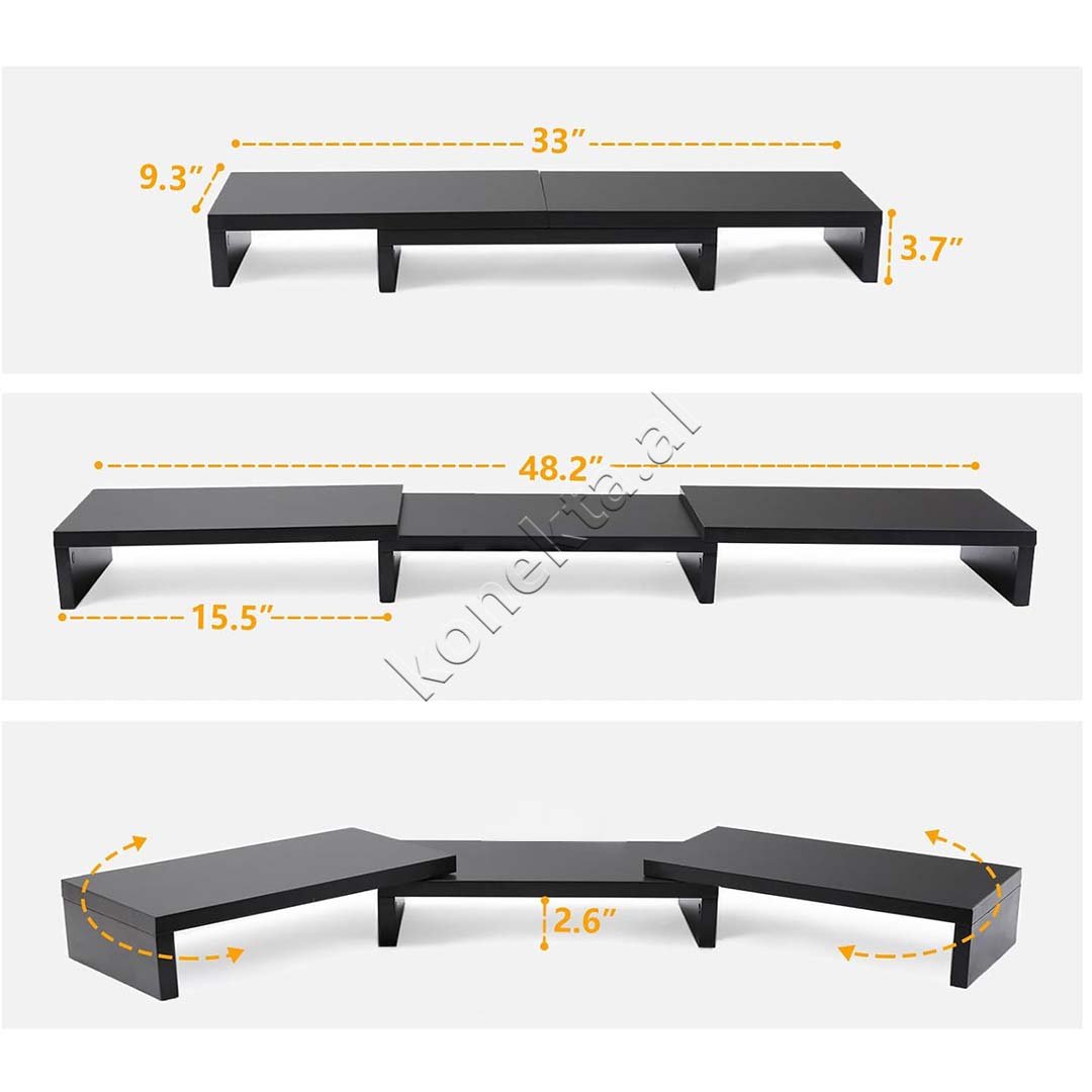 Baseus Monitor Stand, Wooden, 400x300x80mm, Black - Thumbnail 2