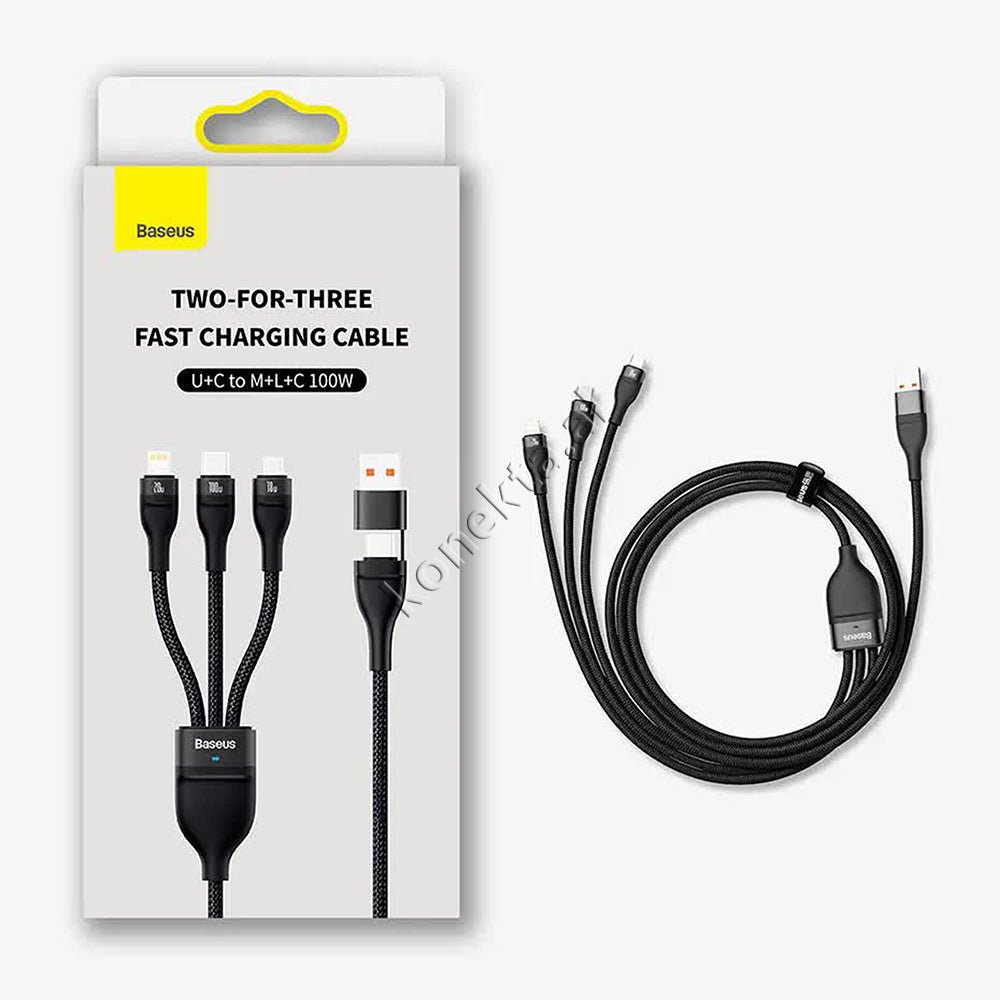 Baseus USB Cable 2 in 3, 100W, USB - Type-C to Lightning, Micro, Type-C, 1.2m - Thumbnail 11