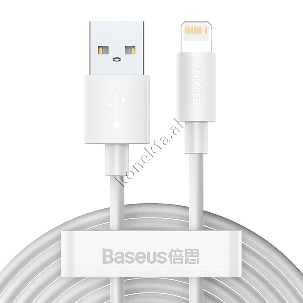 Baseus Lightning Charging Cable, 1.5m, 2.4A, White - Image 1