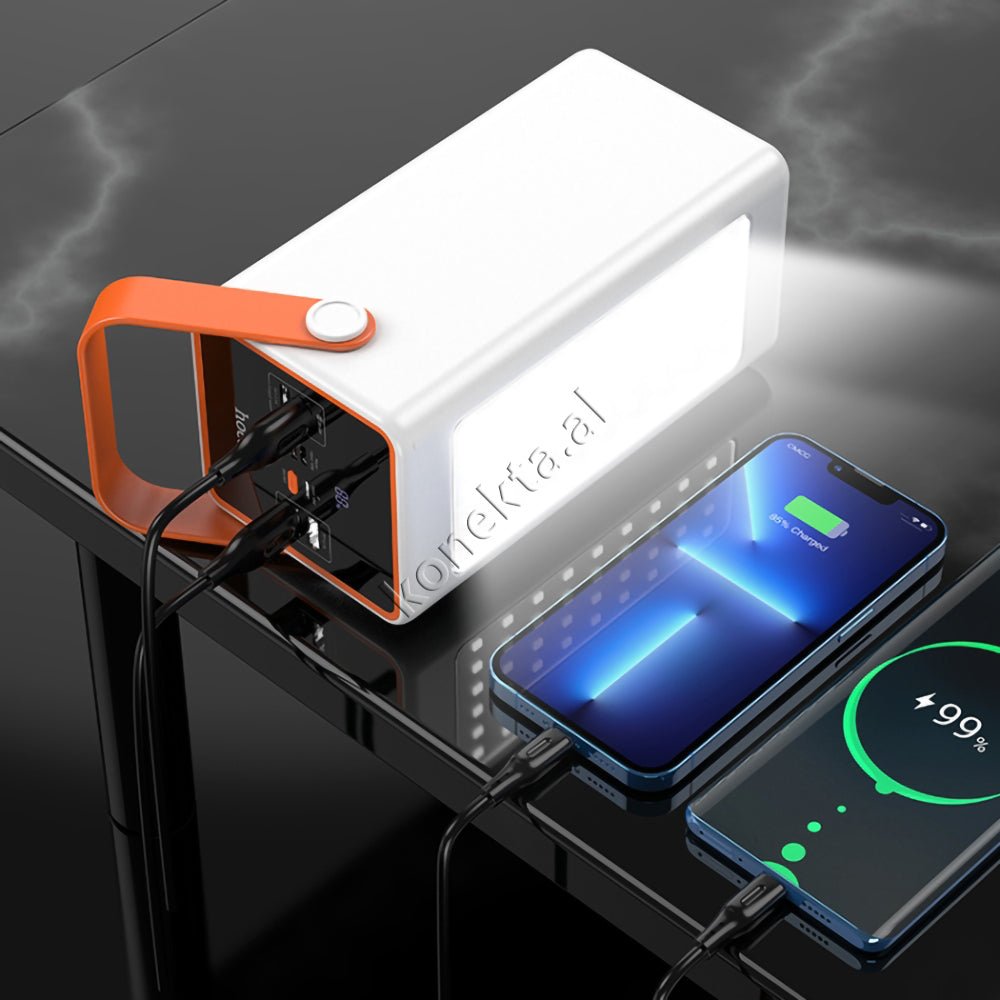 Hoco 90000mAh External Battery, White, LED Light, Multiple Ports, Fast Charging 22.5W - Thumbnail 2