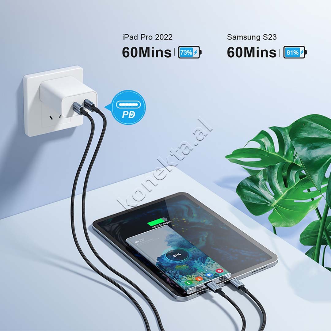 Choetech Type-C Charging Cable, 60W, 2m, Black - Thumbnail 5
