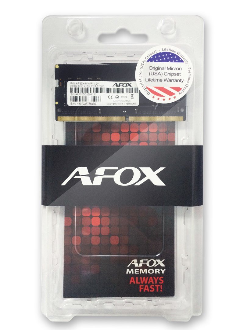 AFOX 8GB DDR4 RAM, 3200MHz, SODIMM, Black - Image 1