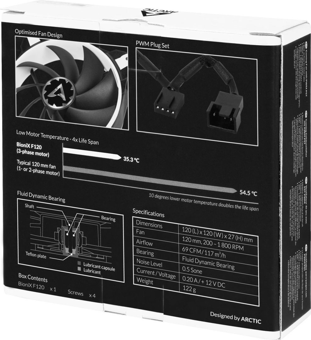 Arctic BioniX F120 Cooler, 120 mm, White / Black - Thumbnail 6