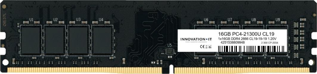 Innovation IT DDR4 Memory, 16 GB, 2666 MHz, CL19, Inno16G26662GS - Image 1