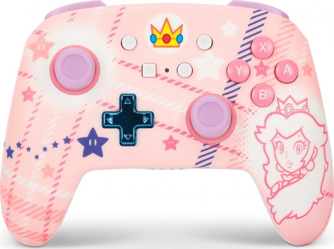 PowerA Enhanced Princess Peach Plaid Controller, Wireless, Multicolor - Image 1