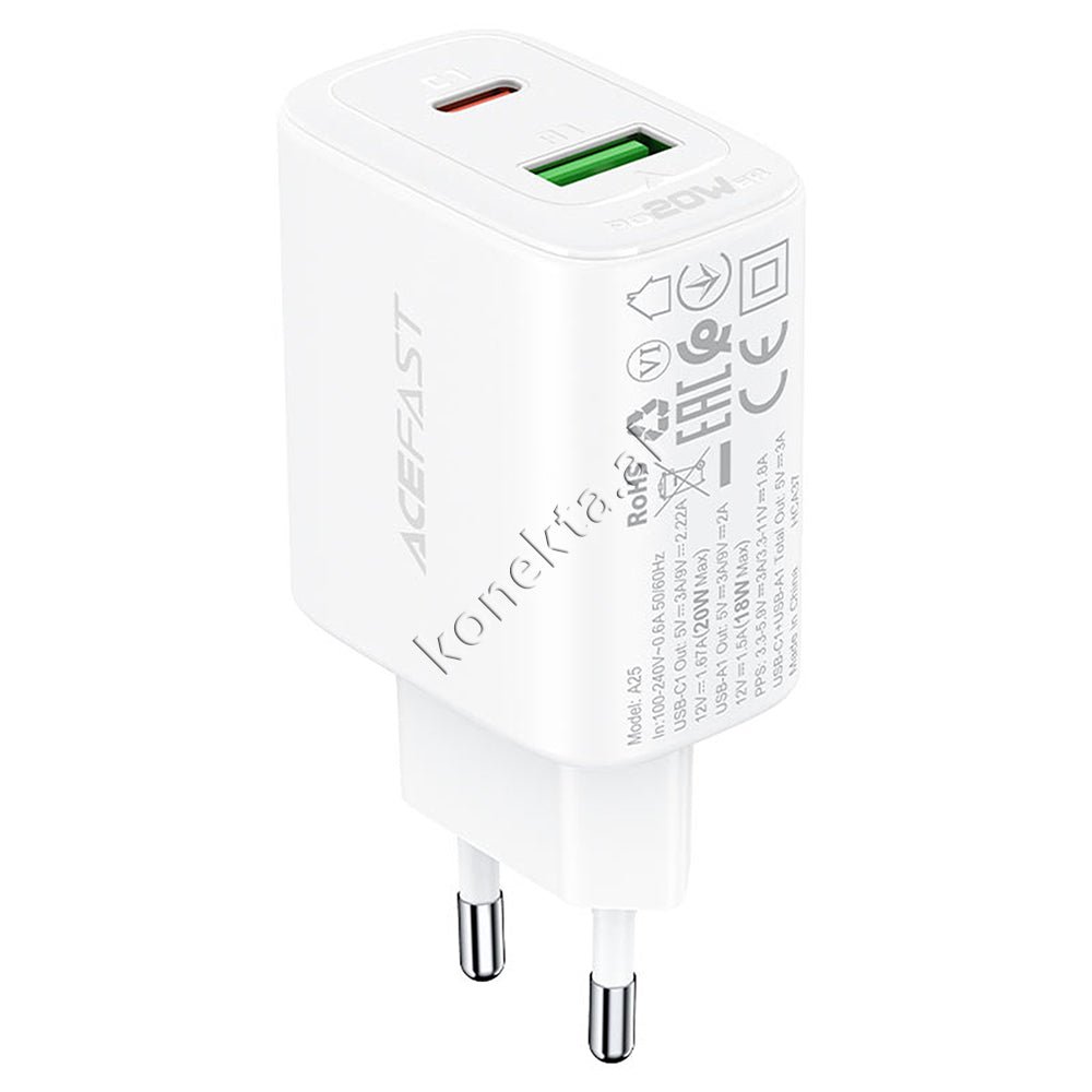 AceFast Adaptor Karikimi 20W Me Porte USB Dhe Type-C - Thumbnail 5