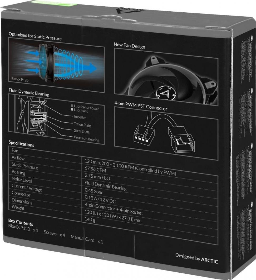 Arctic BioniX P120 Fan, 120 mm, Grey - Thumbnail 7