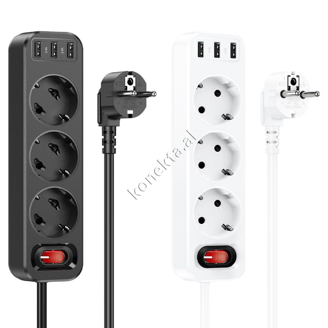 XO Multiprize 3 Vendeshe Power Strip, 4000W, 3 Porta USB 2.4A - Thumbnail 4