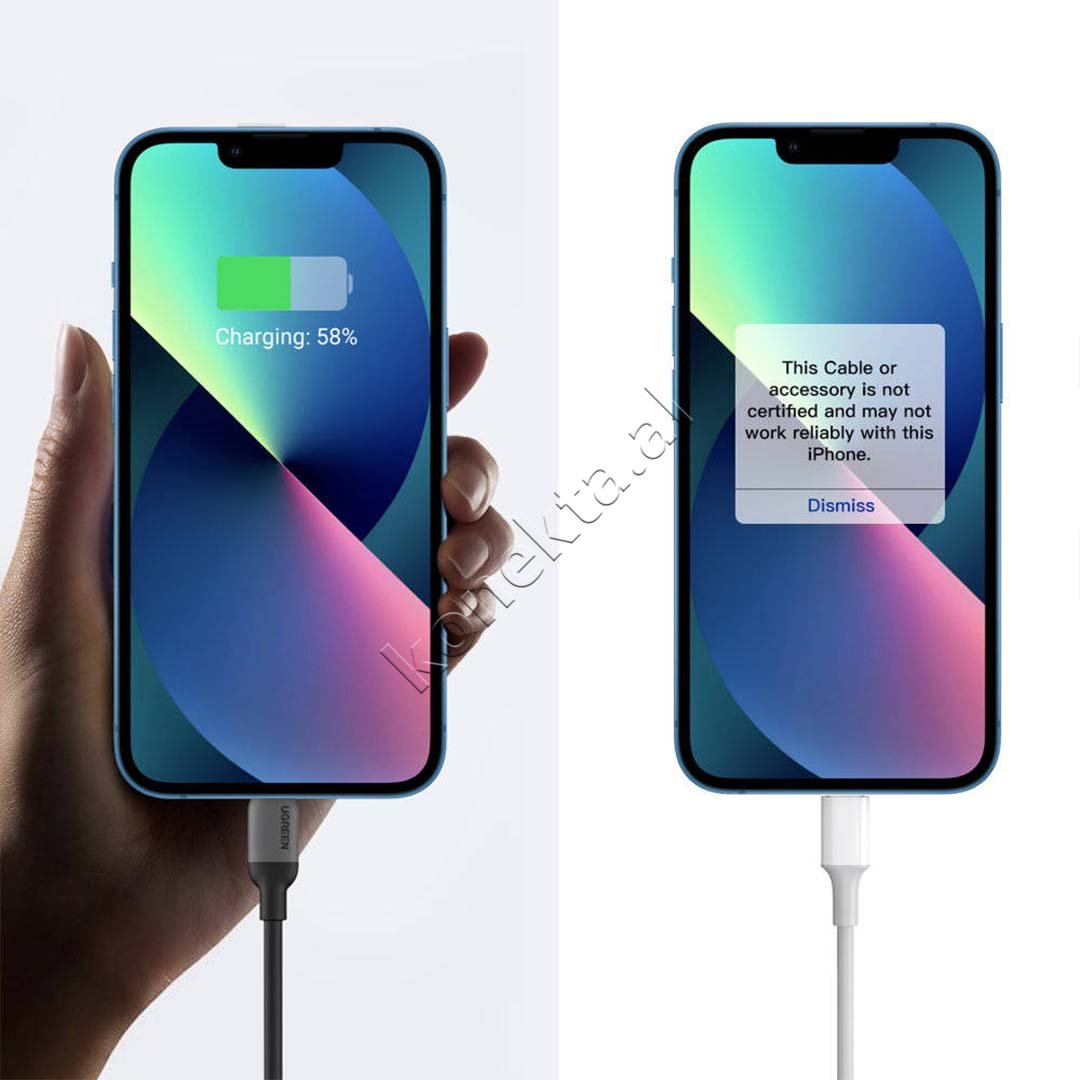 UGreen USB-C to Lightning Cable, 20W, 1m, Grey - Thumbnail 3