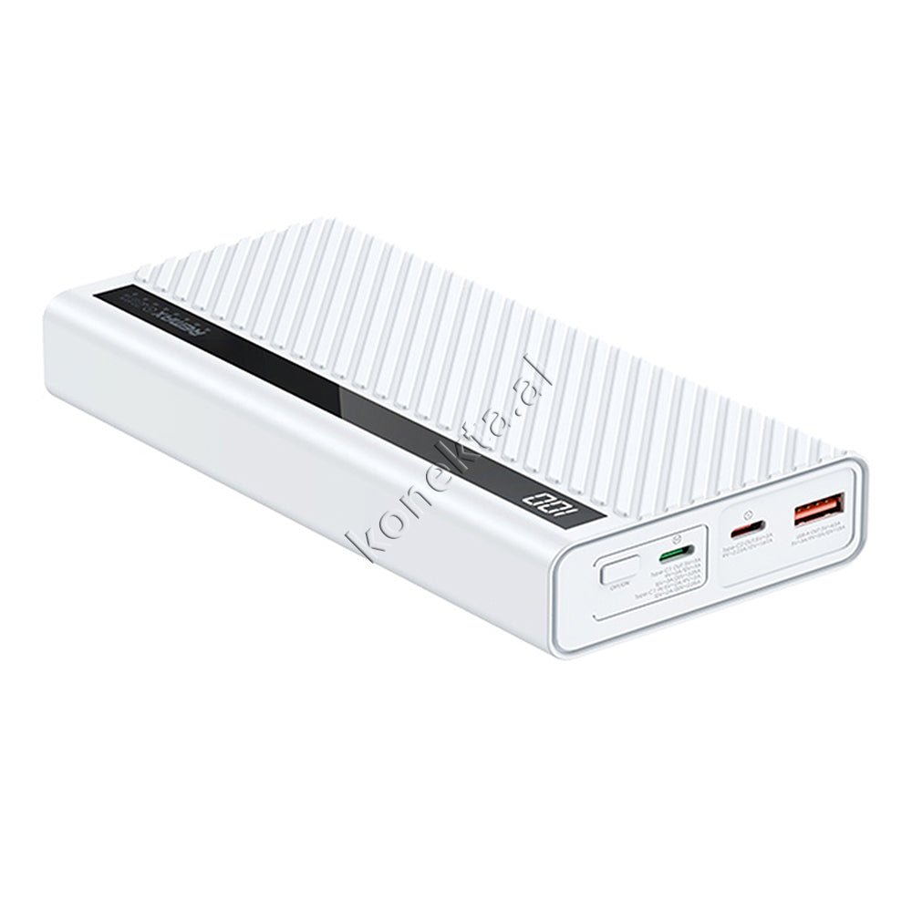 Remax 22500mAh Power Bank, 65W, 3 Ports, Black / White - Thumbnail 3