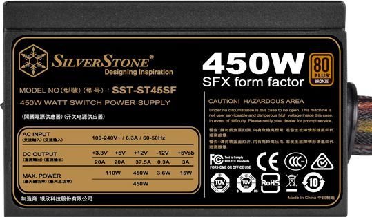SilverStone SST-ST45SF V3.0 SFX Power Supply, 450W - Thumbnail 4