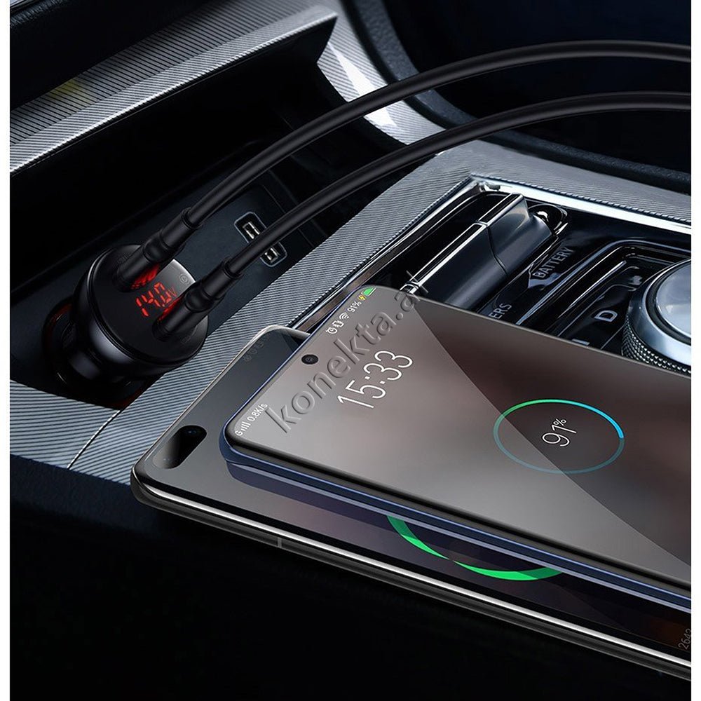 Baseus Car Charger, Black, 45W, With USB Type-C Cable - Thumbnail 9