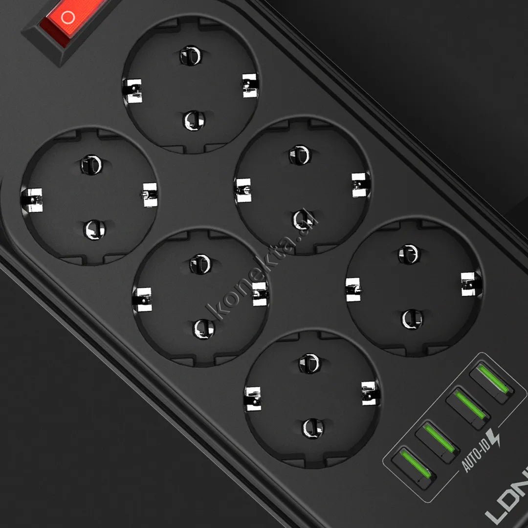 LDNIO SC3604 Power Strip, 6 Sockets, 4 USB Ports, Intelligent Fast Charging - Thumbnail 6