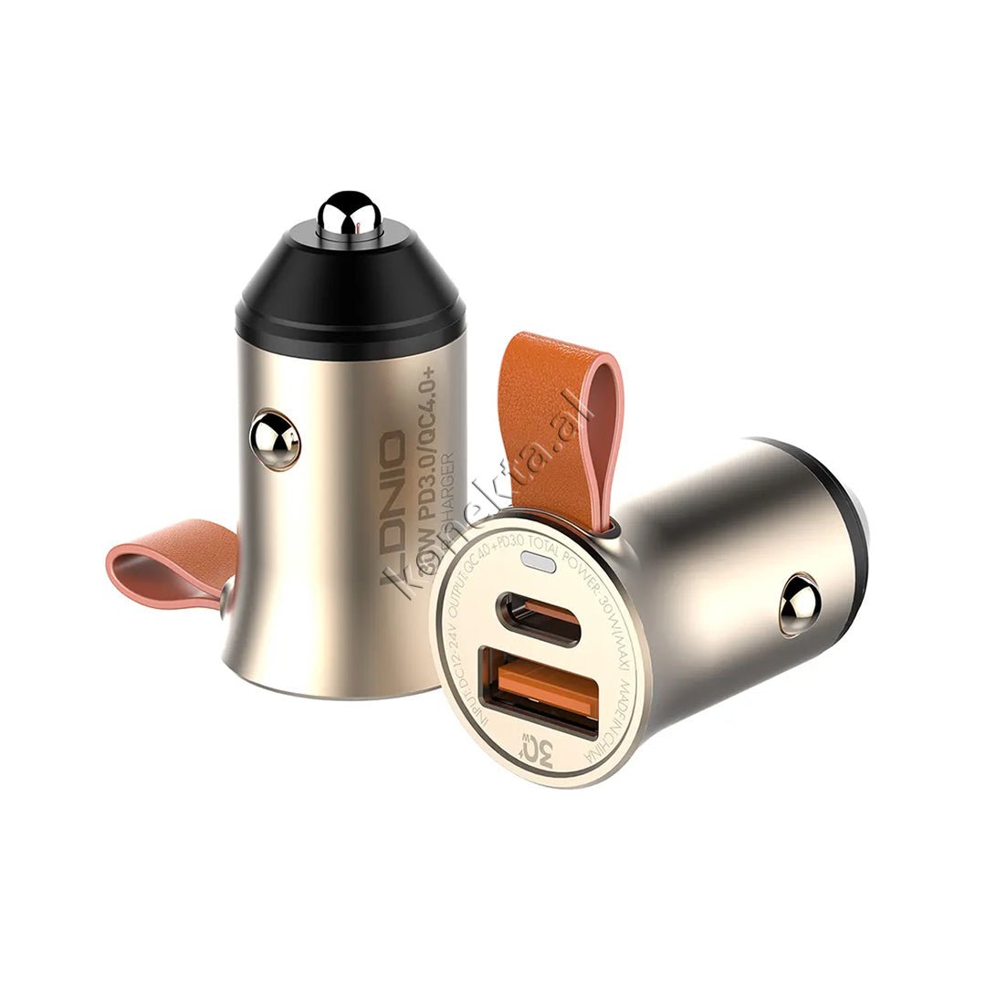 LDNIO 30W Car Charger Adapter, Black / Silver - Thumbnail 2