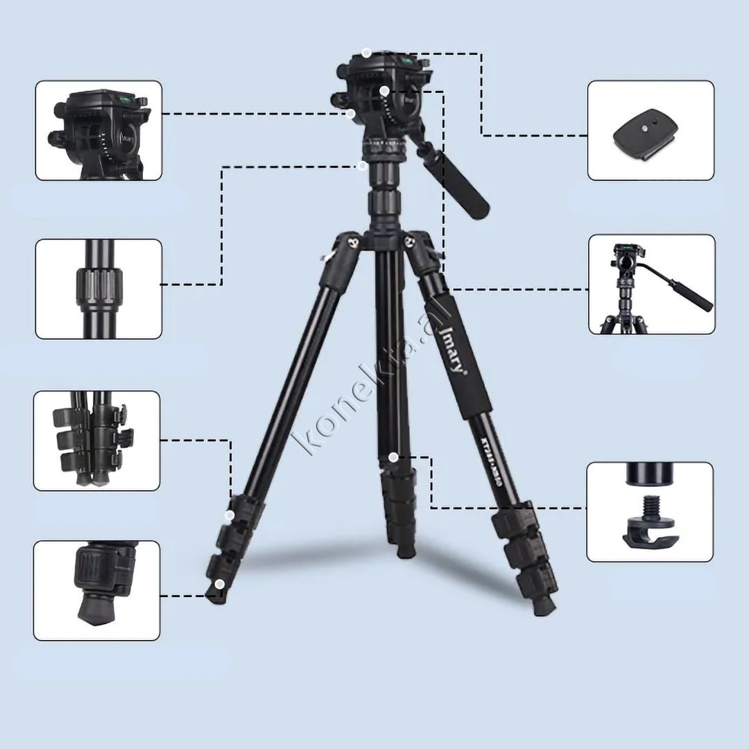 Jmary Trekëmbesh Tripod me Kokë Hidraulike, i Çmontueshëm si Monopod, Gjatësi e Rregullueshme - Thumbnail 6