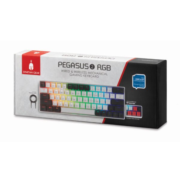 Spartan Gear Pegasus 2 RGB Keyboard, White and Grey - Thumbnail 2