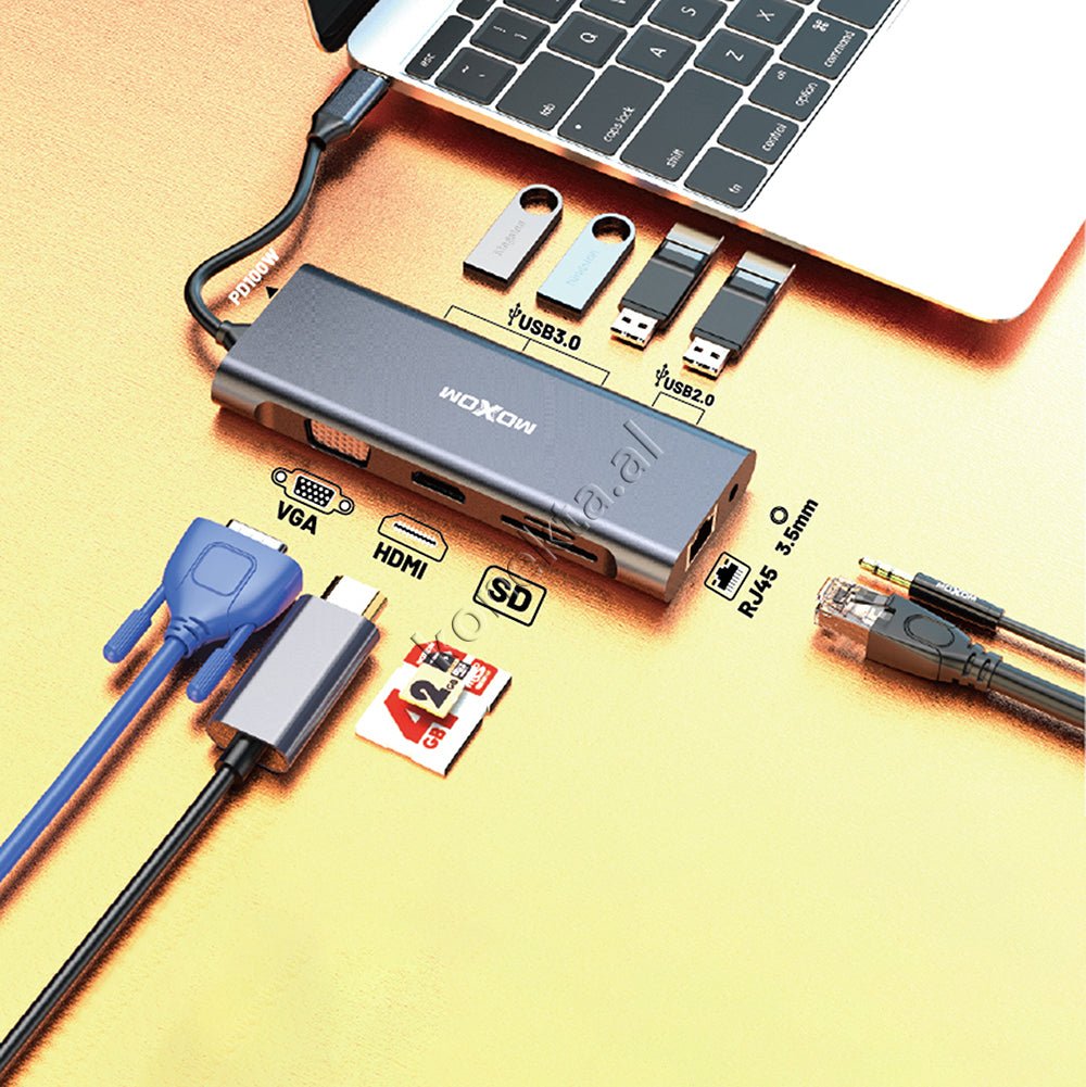 Moxom 10 Ne 1 Adaptor Per Laptop Me Porte Type-c - Thumbnail 7