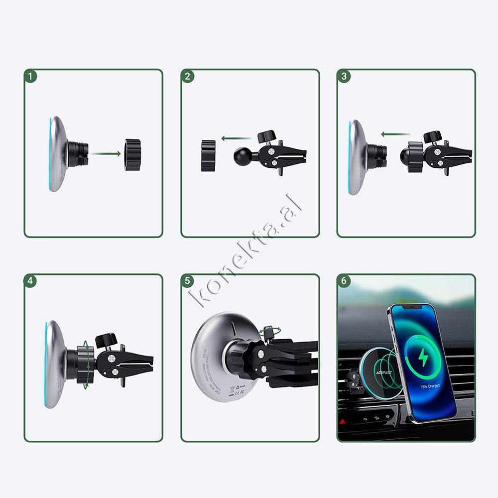 AceFast Mbajtese Celuari Per Makine Me Karikim Wireless - Thumbnail 6