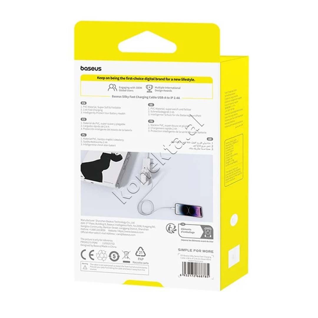 Baseus USB-A to Lightning Charging Cable, 1m / 2m, White - Thumbnail 10