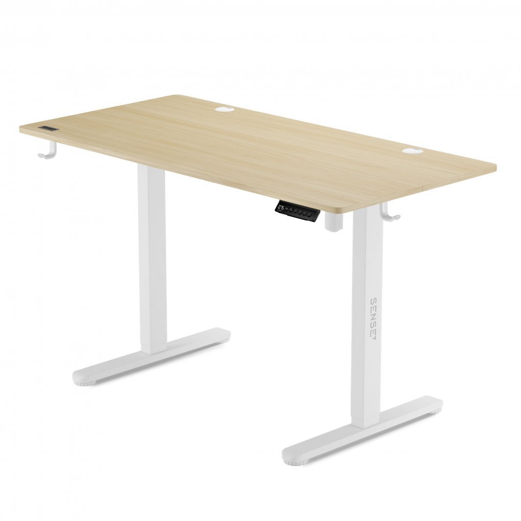 SENSE7 Nojo Electric Table, 120cm x 60cm, White / Light Wood - Thumbnail 2