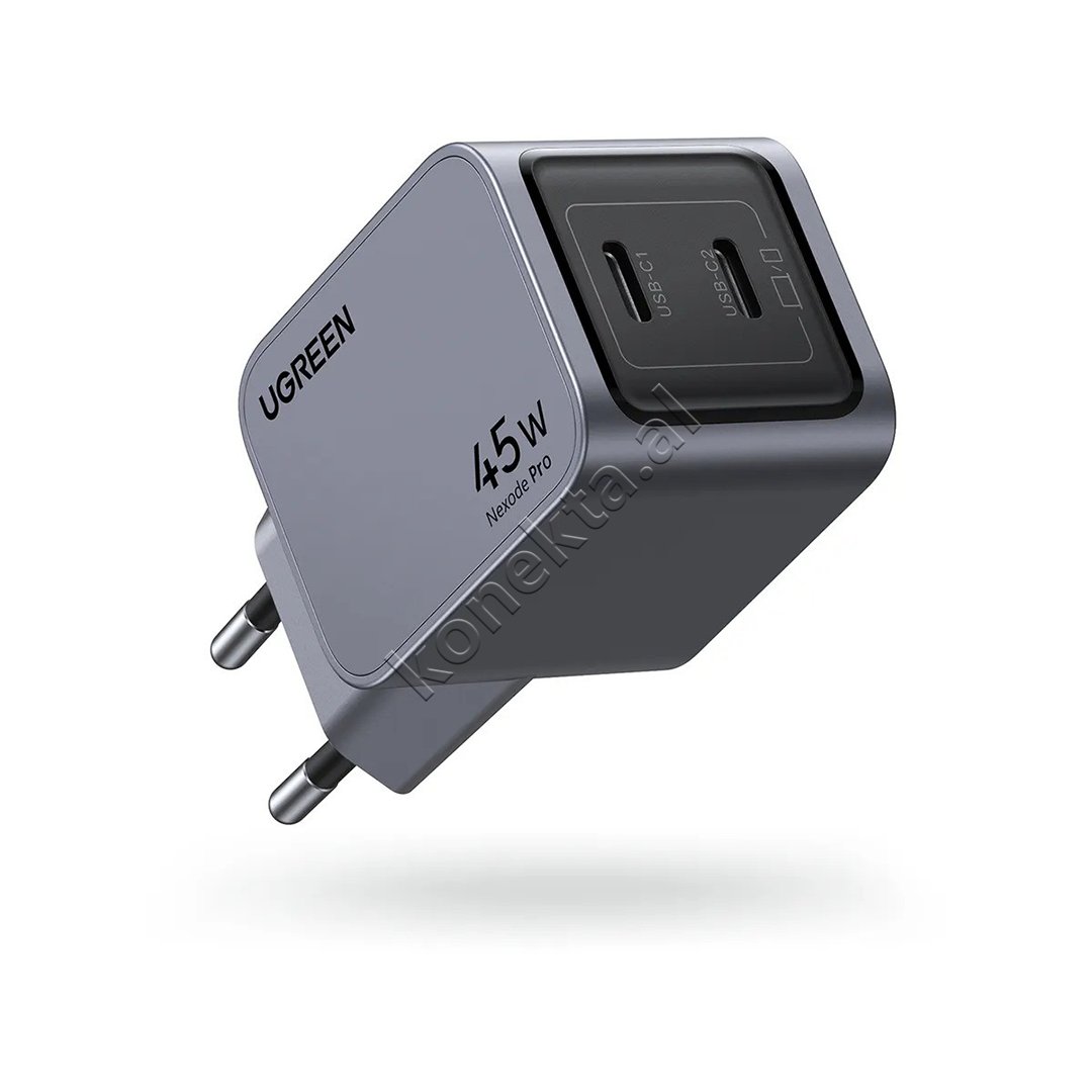 UGreen Nexode Pro 45W Charger, 2 USB-C Ports, Grey / Black - Image 1