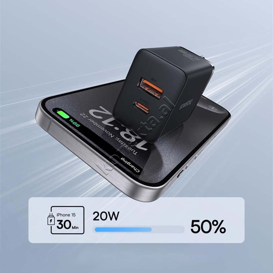 Baseus 20W Charger with 2 USB-C and USB-A Ports - Thumbnail 2