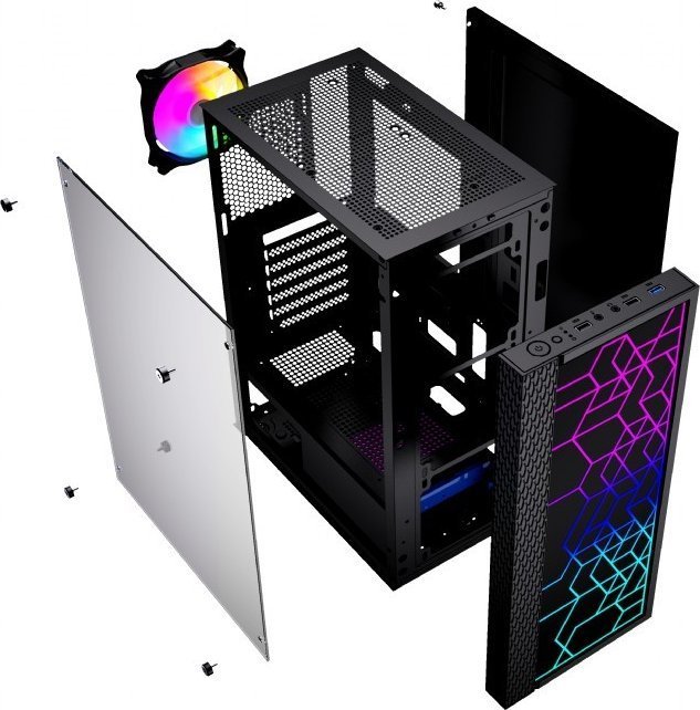 Gembird Fornax 2500 RGB Case, Midi Tower - Thumbnail 2