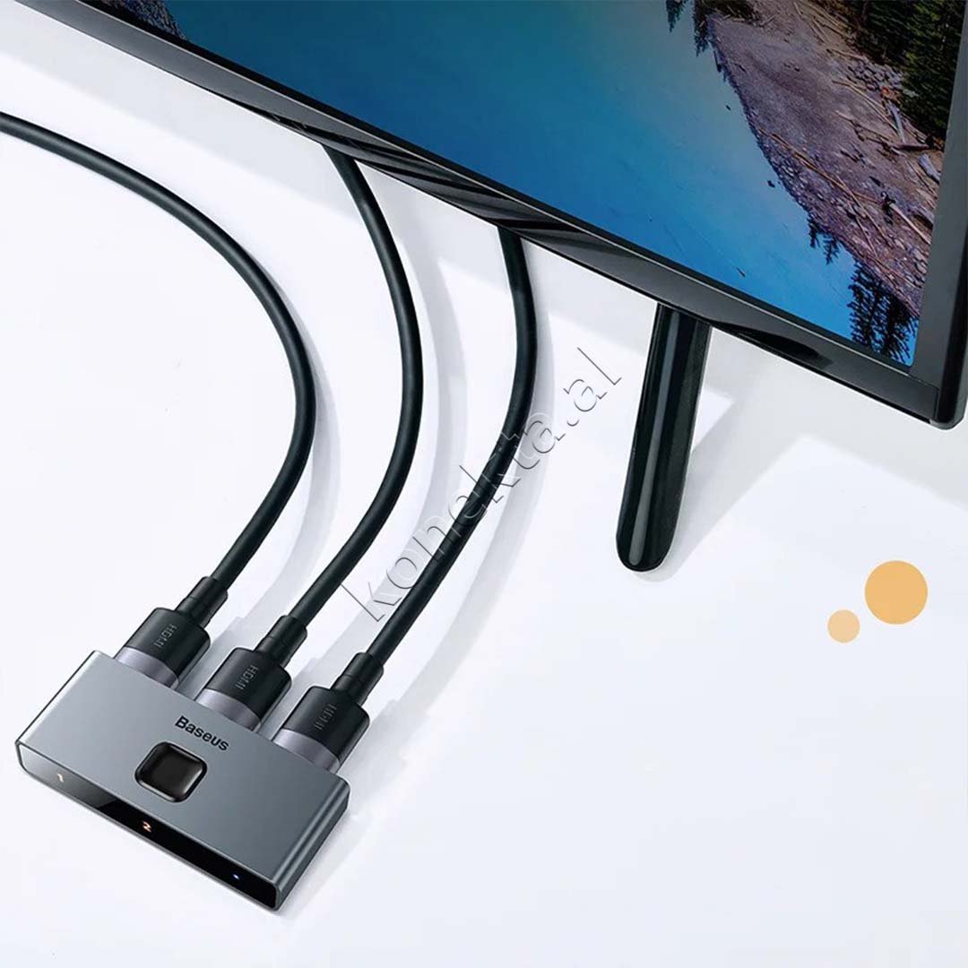 Baseus HDMI Switcher Matrix 4K HD, Grey - Thumbnail 10