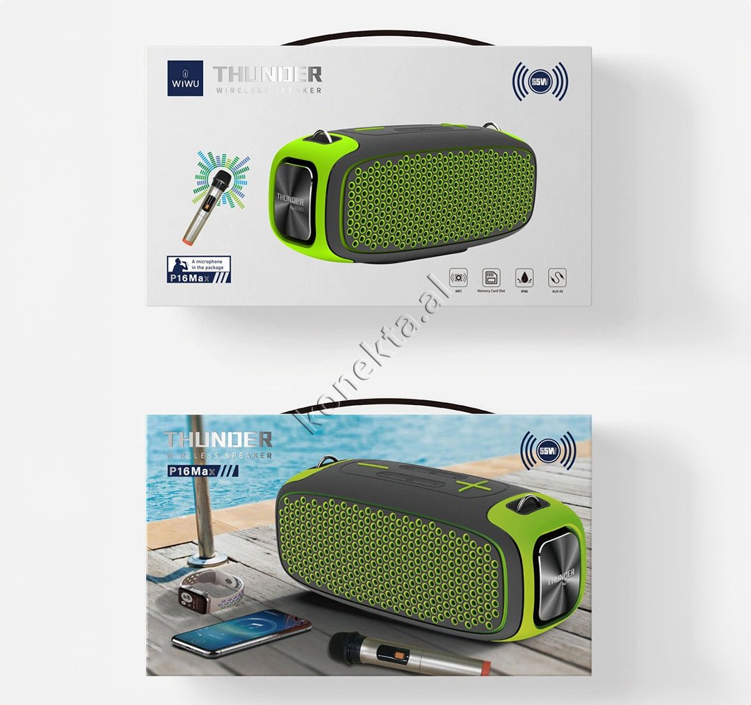 WiWU Thunder Bluetooth Speaker with Wireless Microphone, Black - Thumbnail 11