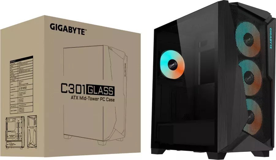 Gigabyte C301 Glass Case, Black, Midi Tower - Thumbnail 7