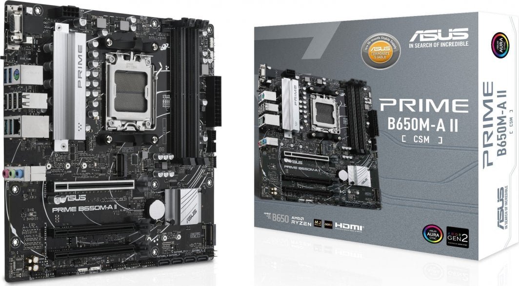 ASUS PRIME B650M-A II-CSM Motherboard, Micro ATX, DDR5, PCIe 5.0, Black - Image 1