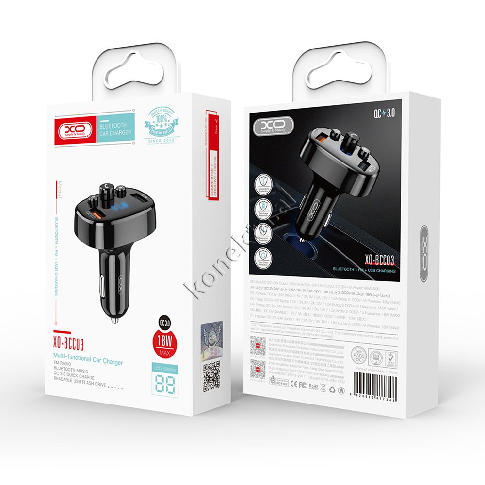 XO Adaptor Karikimi Fast Charge Dhe MP3 Me Bluetooth - Thumbnail 2