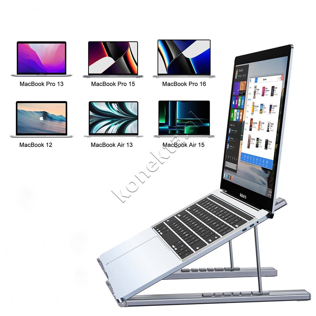 Choetech Laptop Holder with Integrated HUB Adapter, Silver - Thumbnail 8