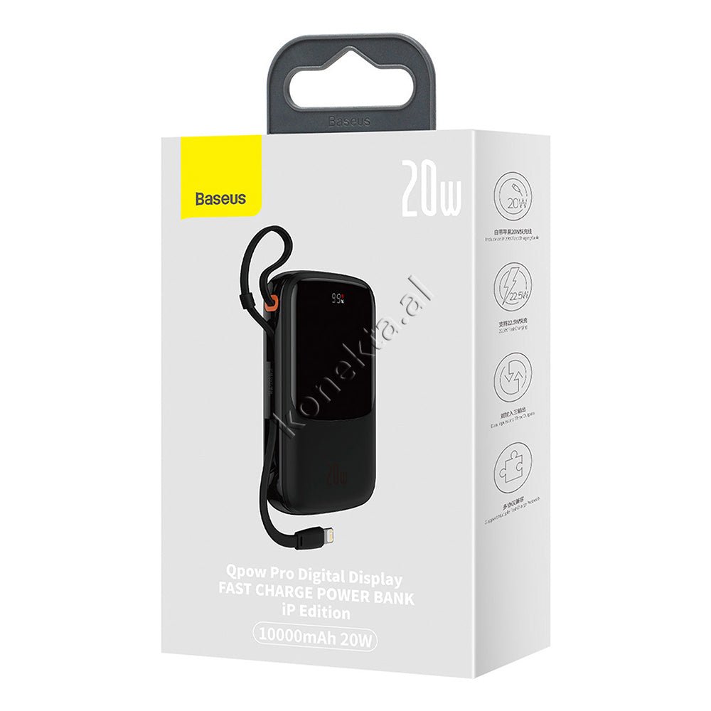 Baseus 20W 10000mAh External Battery, Black, With 2 Ports and Lightning Cable - Thumbnail 2