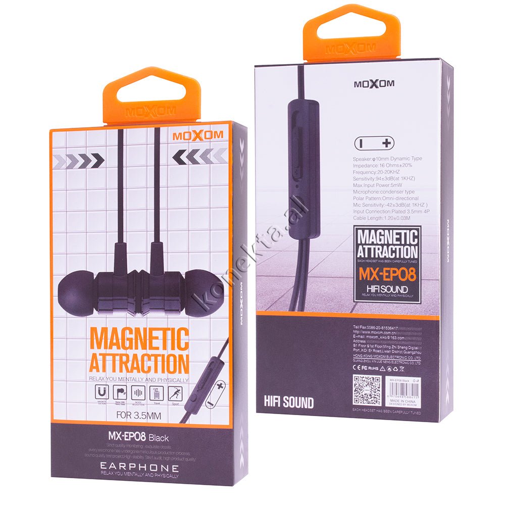 Moxom MX-EP08 Headphones, Magnetic, Wired, 1.2m Cable, 3.5mm Audio Jack - Thumbnail 2