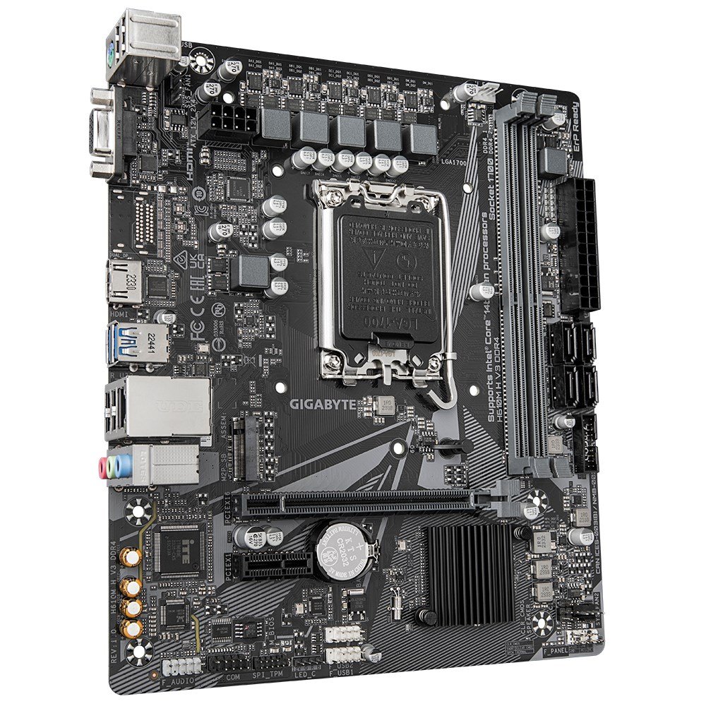Gigabyte H610M H V3 Motherboard, Micro-ATX, DDR4, PCIe 4.0, Black - Thumbnail 3