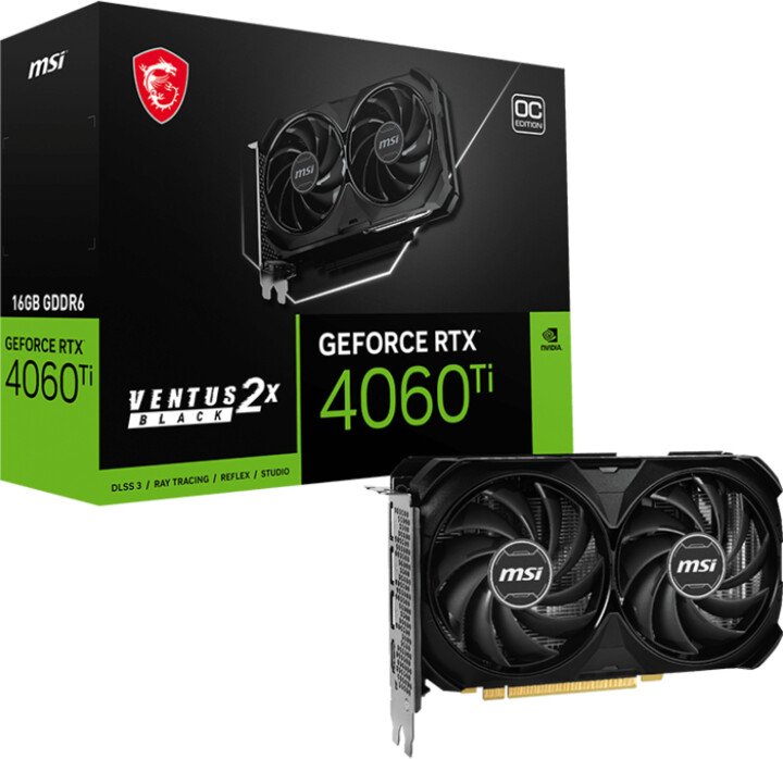 MSI GeForce RTX 4060 Ti Ventus 2X Graphics Card, Black, OC, 16GB GDDR6 - Thumbnail 5