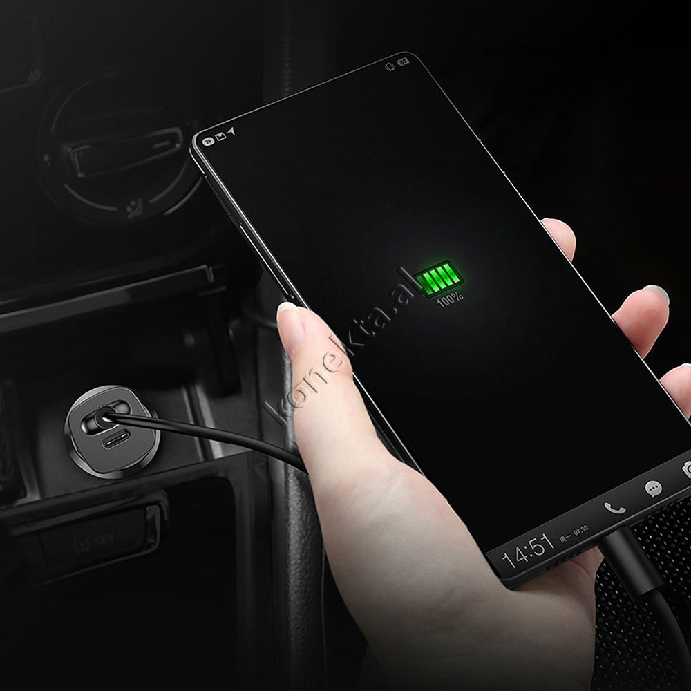 Baseus Adaptor Karikimi Inteligjent Per Makine 30w, E Zeze / E Kuqe / E Argjendte - Thumbnail 7