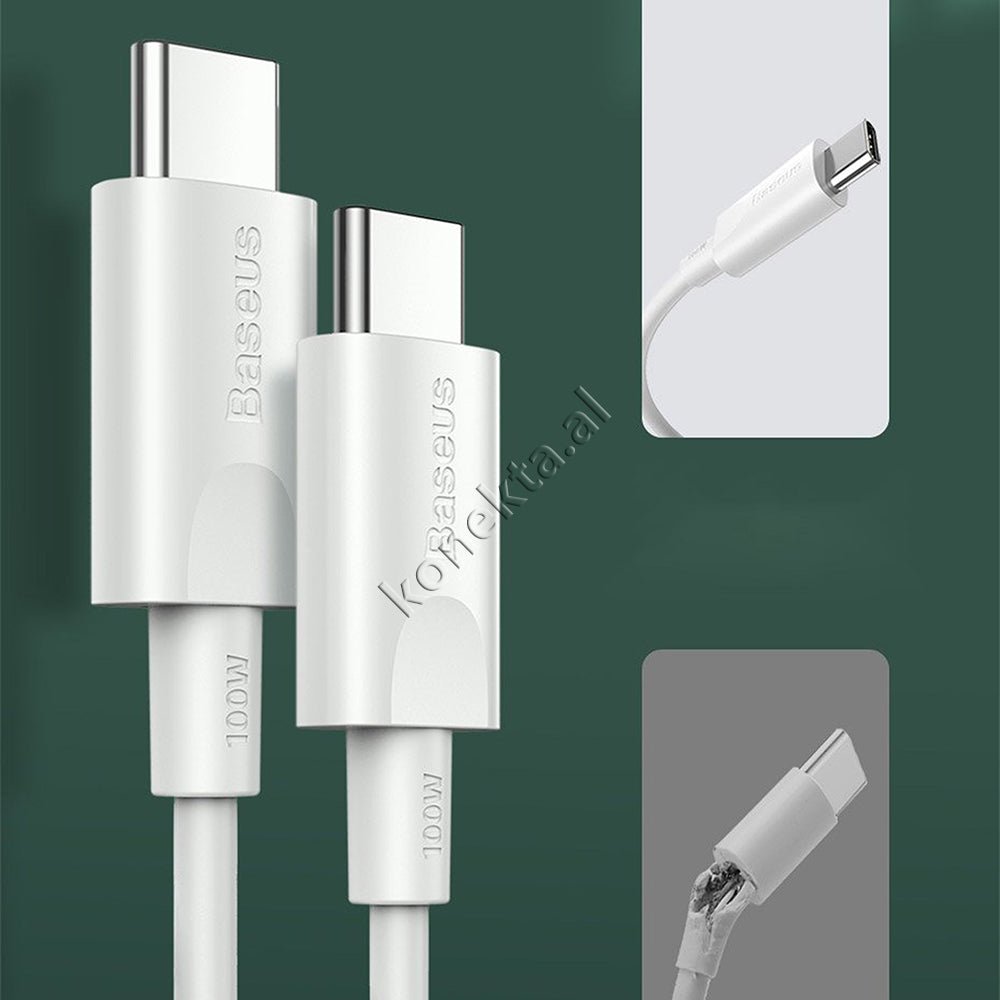 Baseus MLL82ZM/A Cable, 1.5m, White, 100W Fast Charge 5A - Thumbnail 5