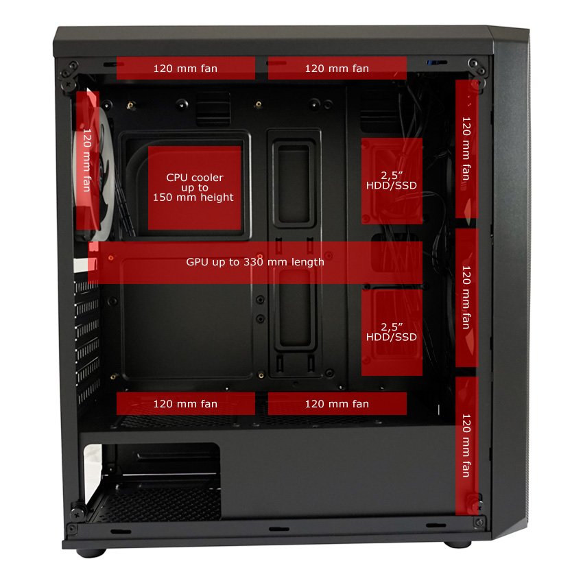 CUSTOM BUILD Gaming Desktop, Ryzen 5-5500, 16GB RAM, 480GB SSD, NVIDIA GTX 1650, LC Power Curved 24" 165Hz - Thumbnail 7