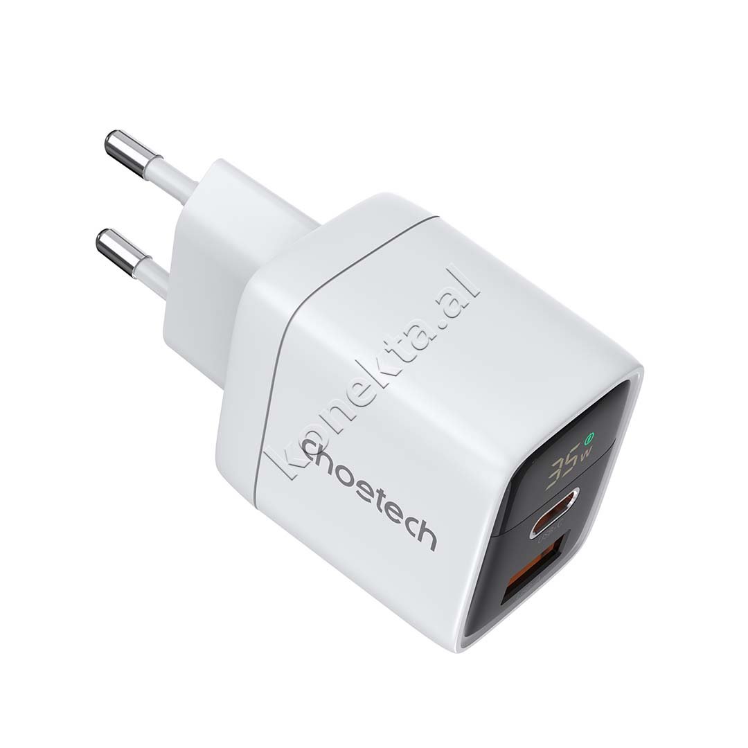 Choetech Adaptor Karikimi 35W Me Porte USB-A Dhe Type-C Me Display - Image 1