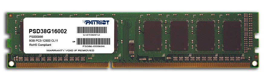 Patriot Signature DDR3 RAM, 8GB, 1600MHz, Black - Image 1