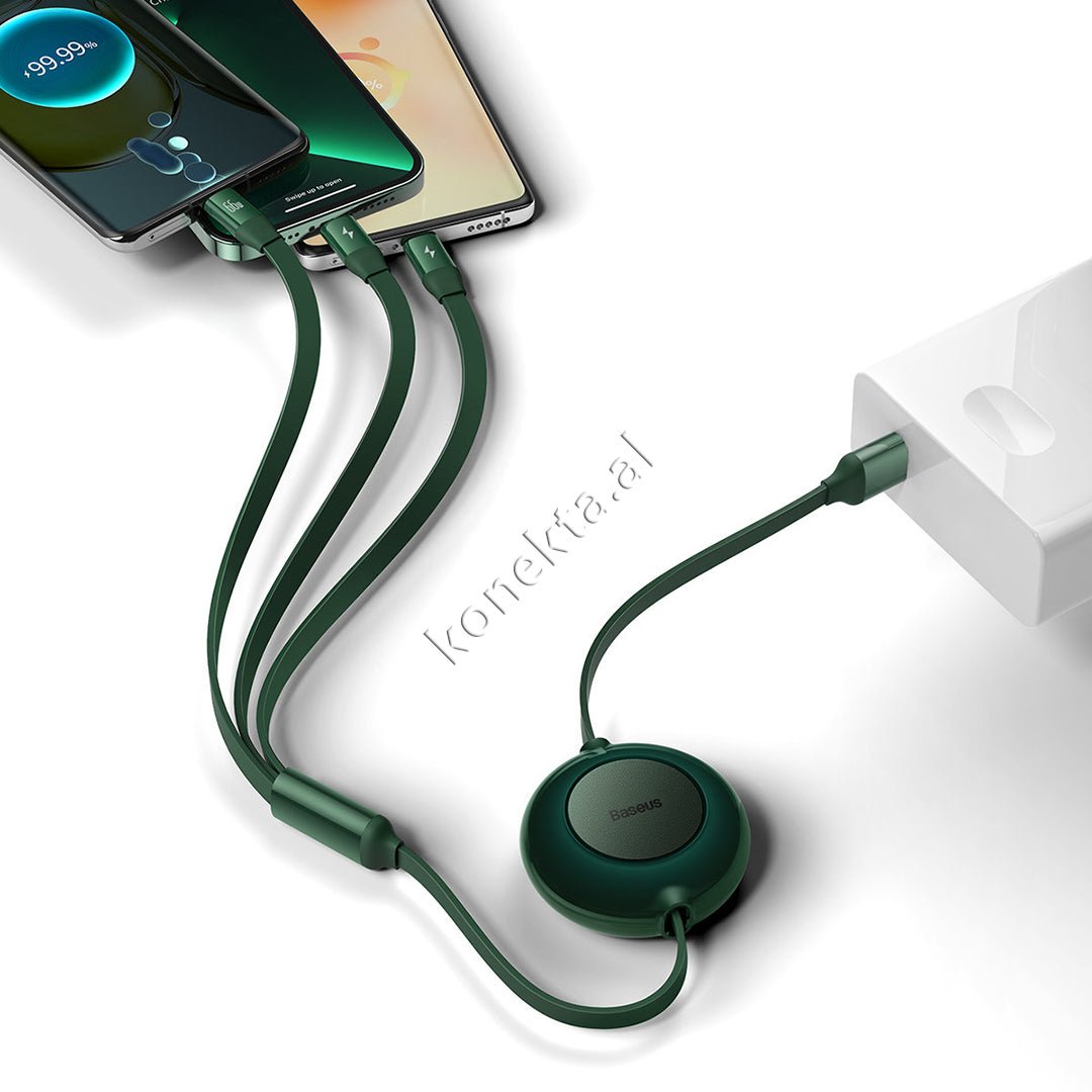 Baseus 3 in 1 Charging Cable, Type-C / Lightning / Micro, 66W, 1.1m - Thumbnail 18