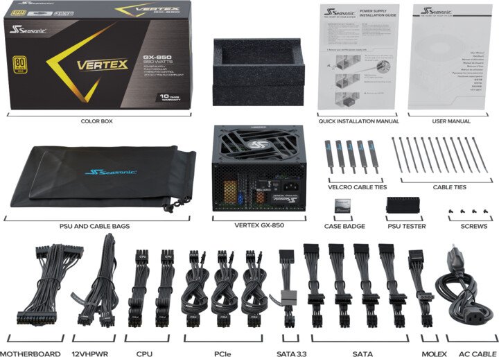 SeaSonic Vertex GX VERTEX-GX-850, 850W Power Supply - Thumbnail 5