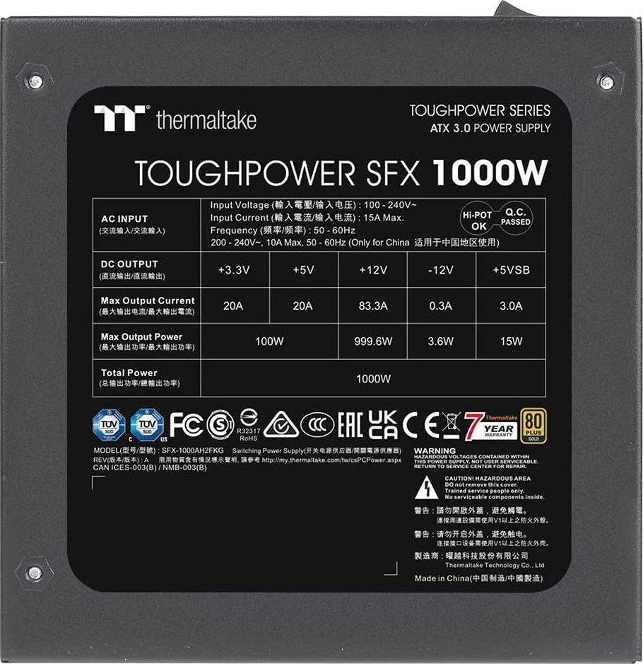 Thermaltake ToughPower SFX Gold PS-STP-1000FNFAGE-1 SFX-L ATX 3.0, 1000W Power Supply - Thumbnail 6