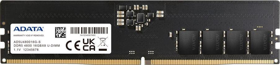 ADATA DDR5 Memory, 16 GB, 4800 MHz, CL40, AD5U480016G-S - Image 1