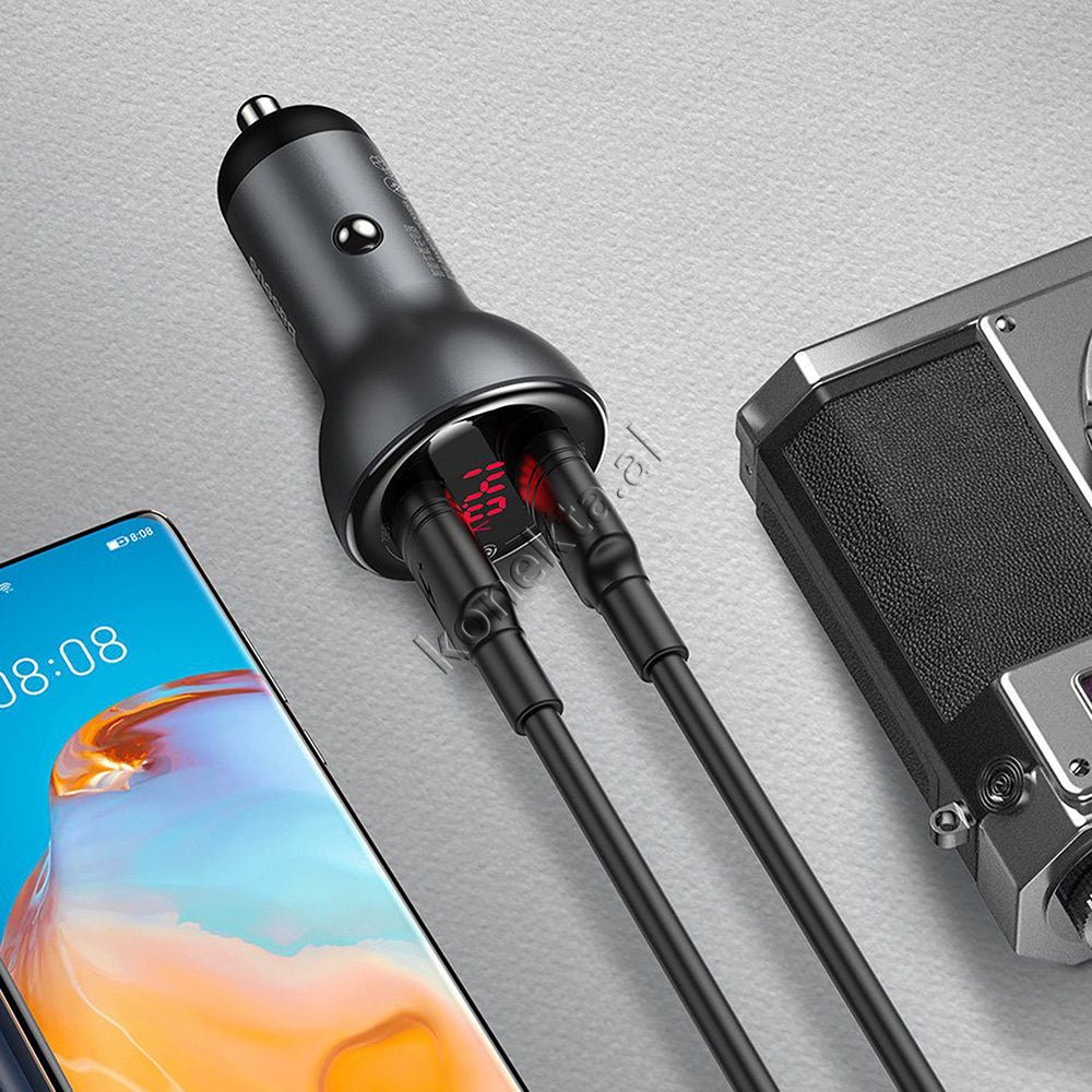 Baseus Fast Charge Car Charger, Black, 45W, 2 Ports USB/Type C - Thumbnail 13