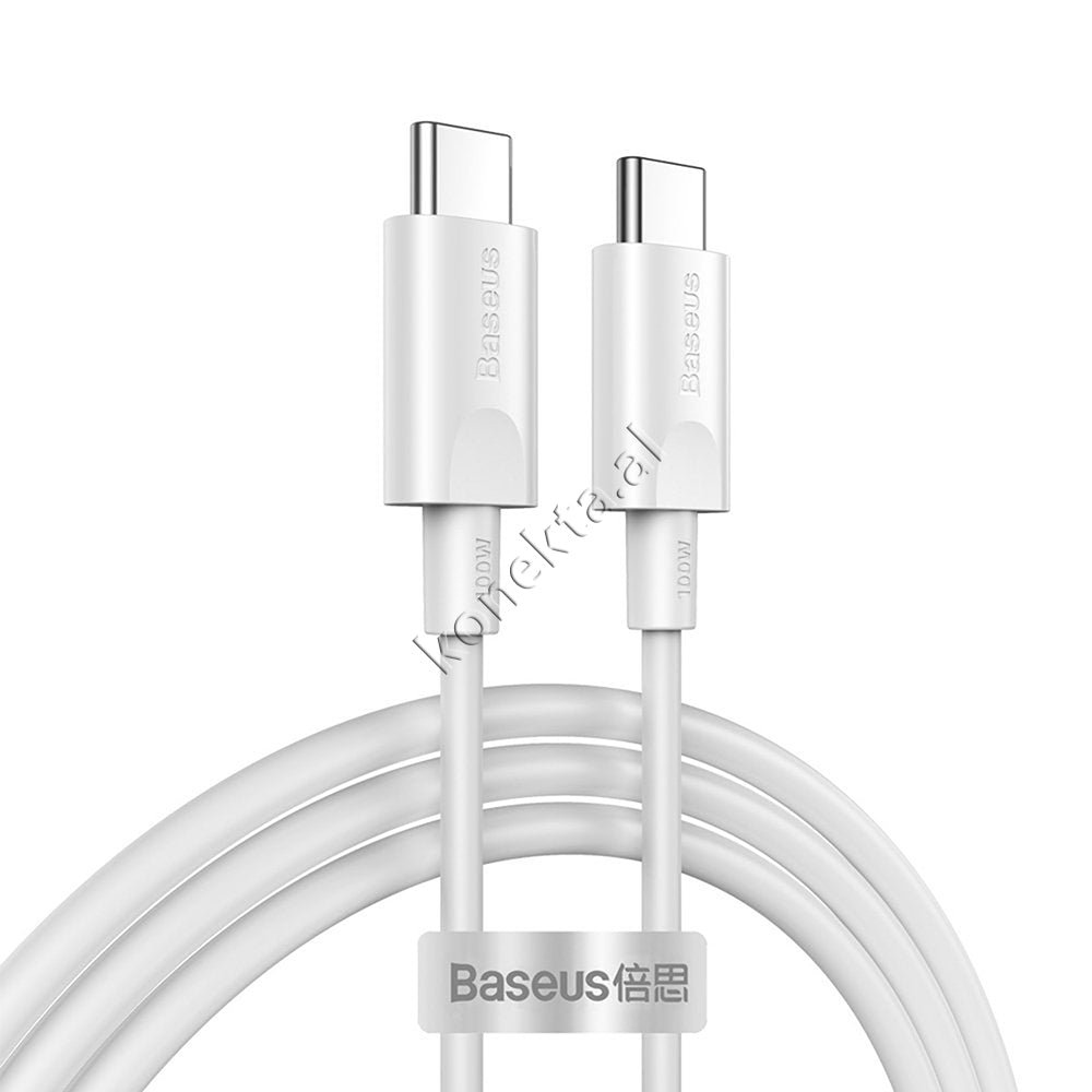Baseus MLL82ZM/A Cable, 1.5m, White, 100W Fast Charge 5A - Image 1